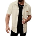 thumbnail image 5 of Western Shirts for Men Short Sleeve Waffle Pearl Snap Shirts for Men Button Up Shirt Cowboy Casual Work Shirt Size 3XL Khaki, 5 of 5