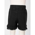 thumbnail image 4 of JanJean Kids Girls High Waist Denim Jean Shorts Frayed Raw Hem Wide Leg Short Jeans Hot Pants Loose Black 160, 4 of 7