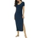 thumbnail image 2 of INSPIRE CHIC Pijamas de Mujer Vestido Largo de Noche con Escote en V y Abertura Lateral Túnica de Noche M Azul, 2 of 6