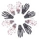 thumbnail image 1 of 10 Uds uñas rojas blanco y negro esqueleto forma de mano hueso pinzas para el cabello accesorios de fiesta, 1 of 5