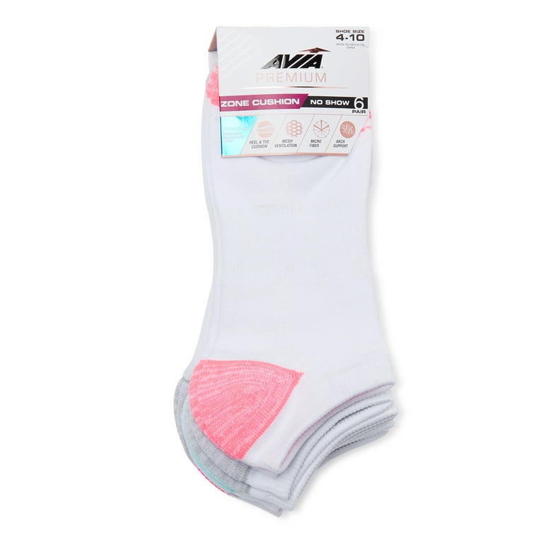 Avia Women's Premium Zoned Cushioned No Show Socks, 6-Pack
