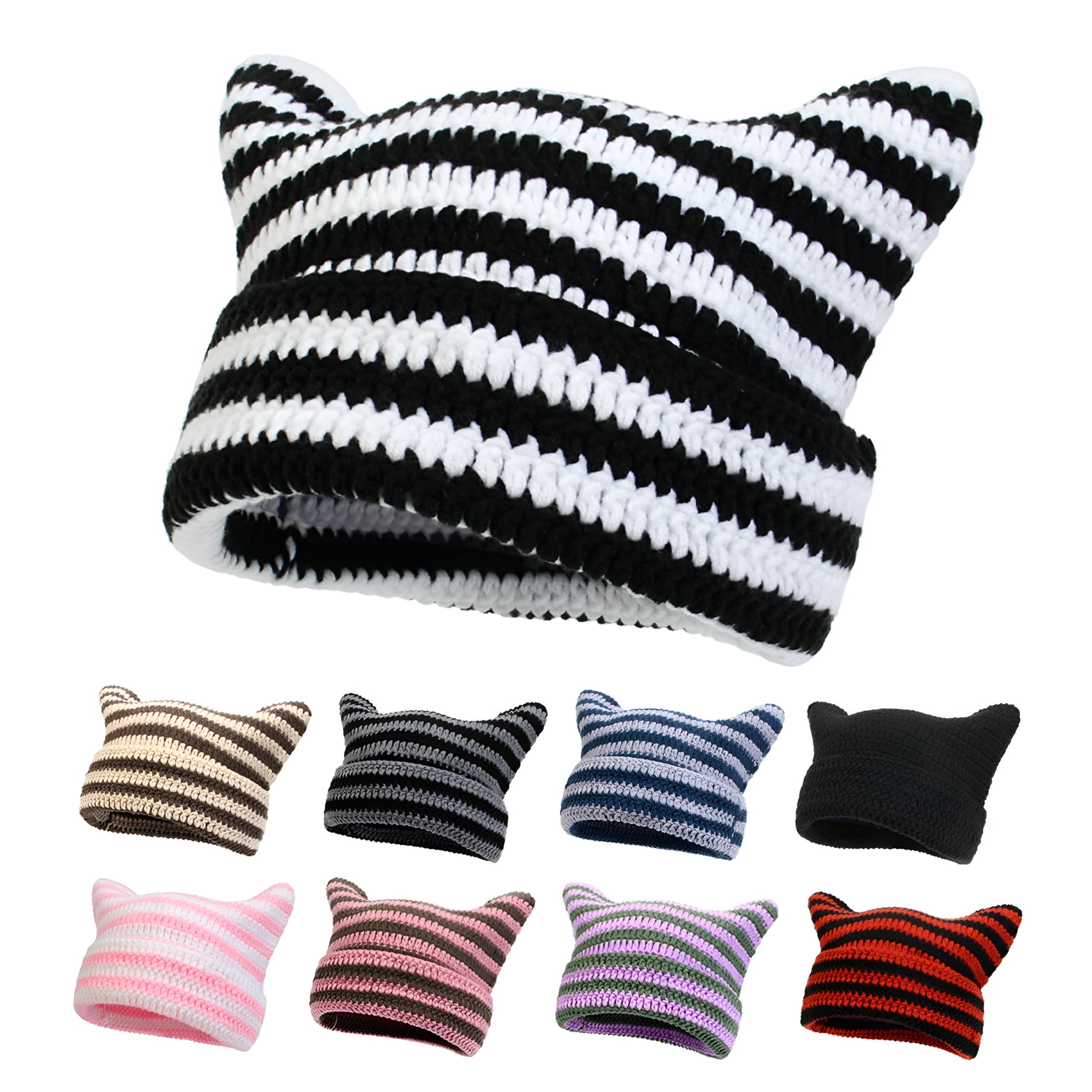 ZXM Women Cotton Crochet Slouchy Beanie Hat Handmade Knit Cutout