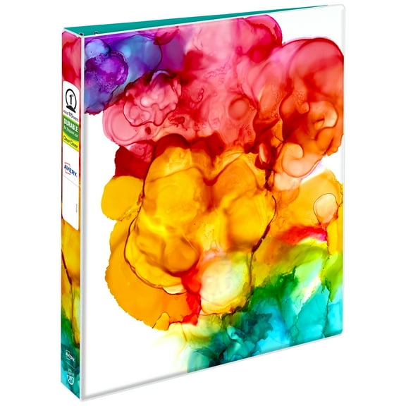 Avery   Amy Tangerine Binder, 1", Rainbow Inkblot (28341)