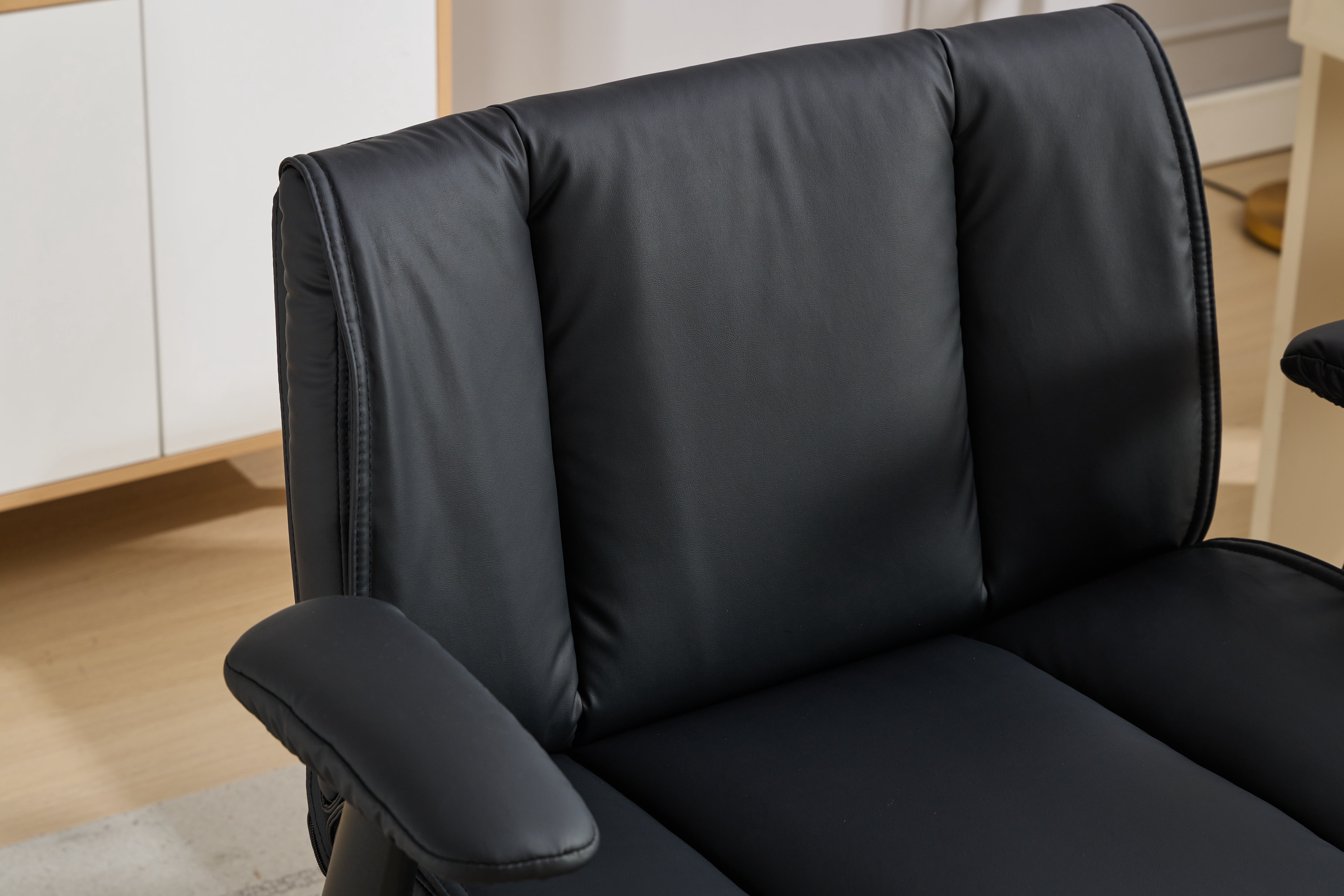 Cross Legged Office Chair on Wheels, Comfy Swivel Chair with Wide Seat for Home Office, Vanity, Ergonomic Desk Chair Adjustable, Black