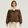 thumbnail image 2 of XUNKUSGA Women's Puffer Jacket Loose Full Zip casual outerwear Lightweight Warm Quilted Jacket Fashion Plush Wide Lapel Collar Long Sleeve winter coats for women with Adjustable Hem M-2XL Brown, 2 of 9