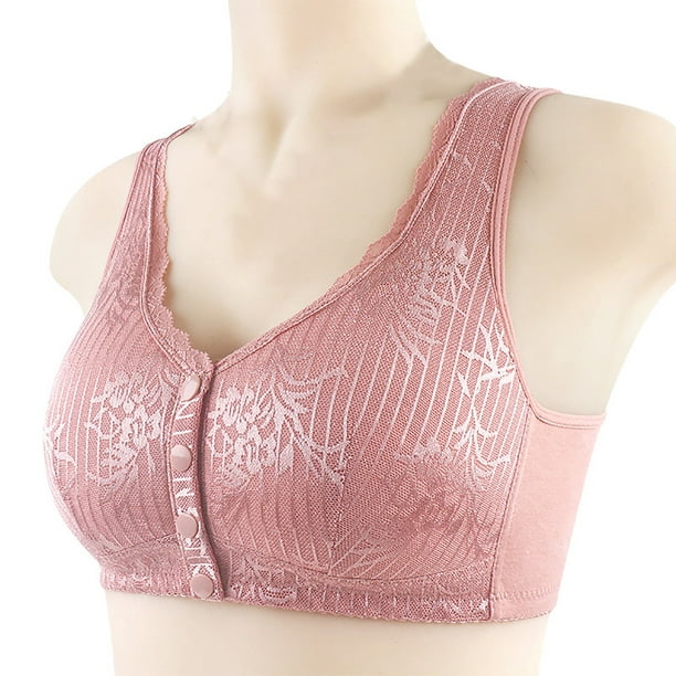 Aayomet Bras for Women No Underwire Strap No Steel Ring Comfortable Sexy  Front Open Cup Bra (Pink, 36/80BC)