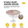 thumbnail image 2 of Round Tablecloth with Elastic Watercolor Flower Retro Background Waterproof Stain-proof Table Cover Wipeable Fitted Table Cloths for 36"-44" Round Tables Dining Kitchen, 2 of 6