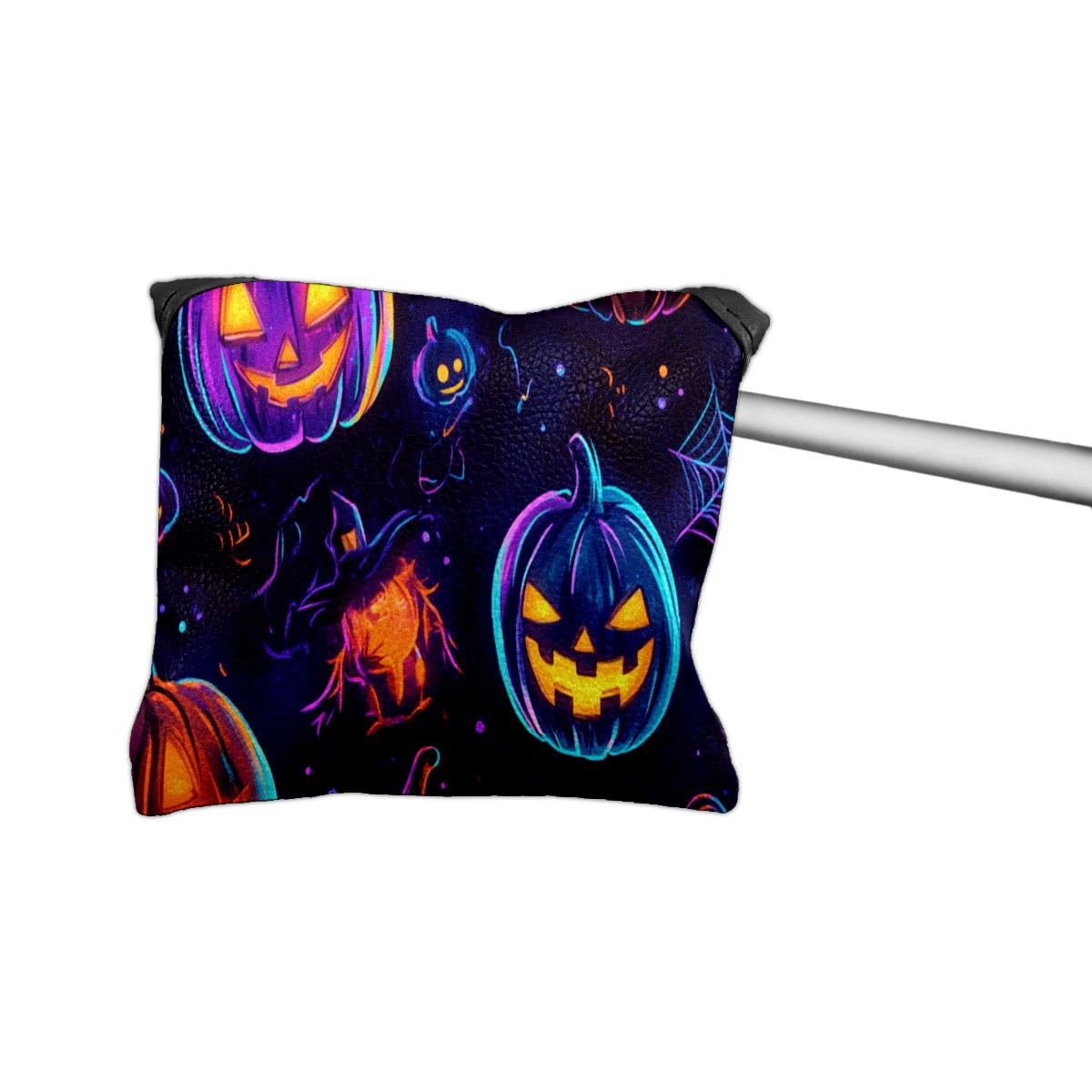 Golf Mallet Putter Cover Premium Leather Waterproof Golf Putter Head Cover with Magnetic Closure Neon Color Pumpkins