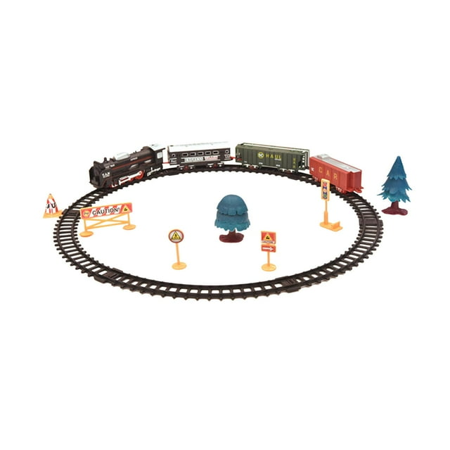 Juego de tren eléctrico, juguetes de trenes clásicos, kits de ferrocarril con luces y sonido para niños de 3 años en adelante