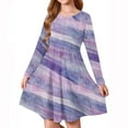 thumbnail image 5 of Odeerbi Niñas Gradient Striped A-Line Vestido de Manga Larga Skater Vestido Retro Vintage Stretchy Escuela Recital Twirly Vestido, 5 of 5