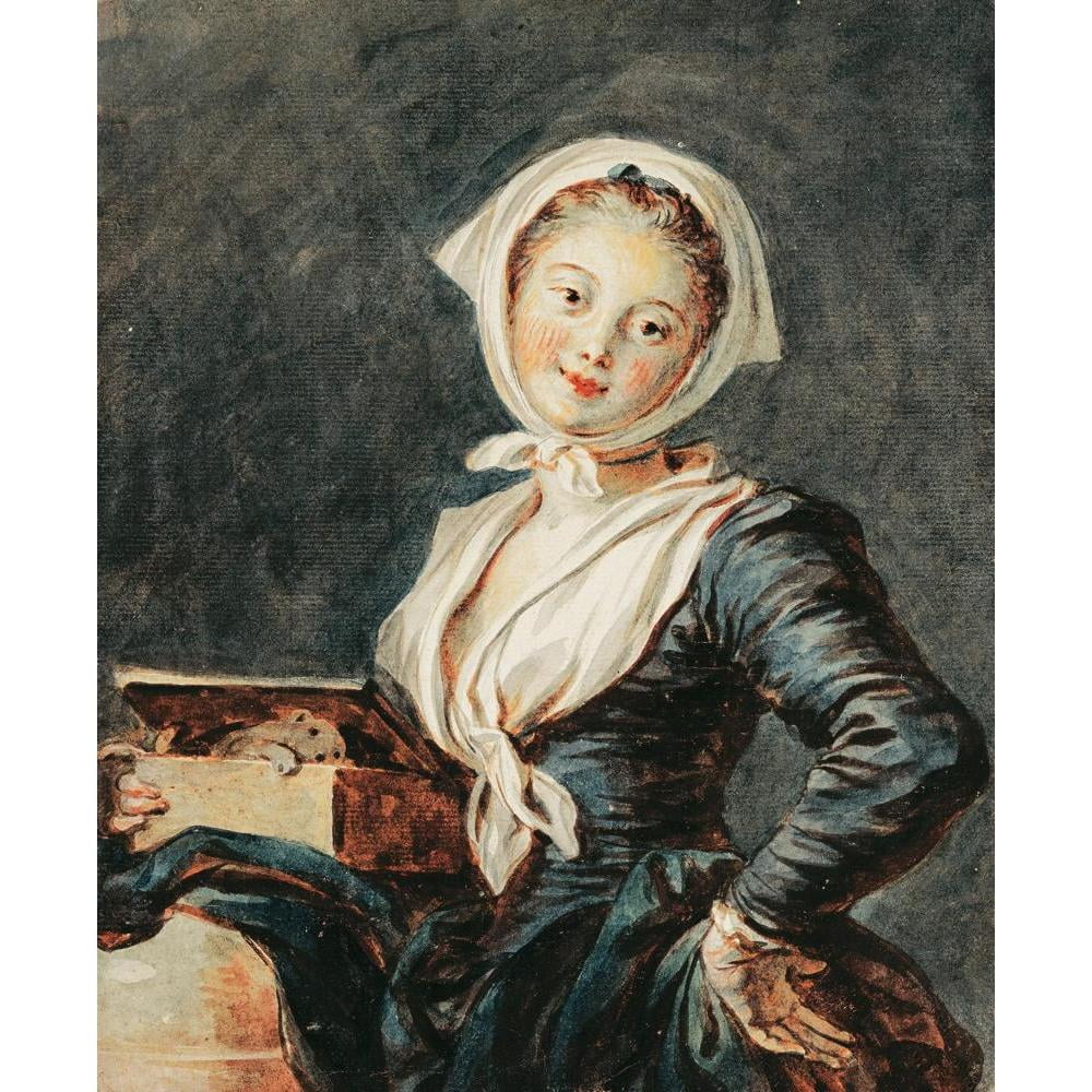 Jean-Honoré Fragonard 15x18 Black Modern Framed Museum Art Print Titled - The Girl with the Marmot