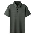 thumbnail image 2 of QUINDOS Collared Shirts for Men Short Sleeve Polo Casual Shirts Work Tennis Loose Striped T-shirts, 2 of 3