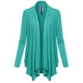 thumbnail image 3 of FashionOutfit Women's Solid Jersey Knit Draped Open Front Long Sleeves Cardigan, 3 of 4