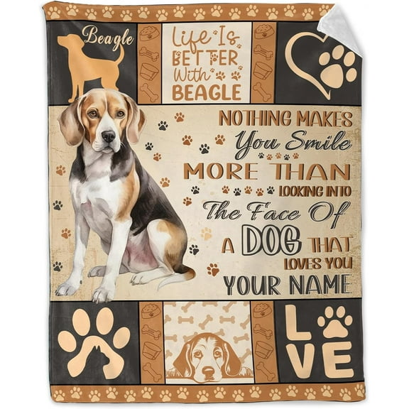 Custom Beagle Blanket for Kids Boys - 40" x 50" Inches Soft Fuzzy Dog Blanket Gift for Girls - Funny Flannel Blankets for Crib, Couch, Sofa