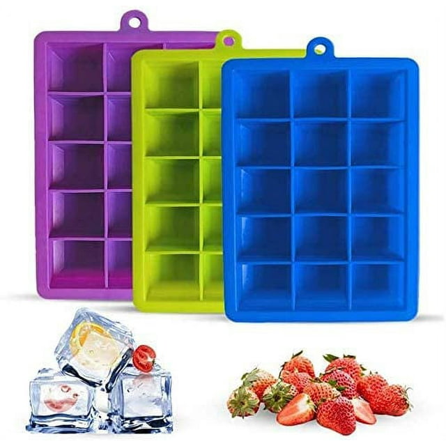 2 pièces Bac à glaçons, Cube de glace en silicone Moule à glaçons for Baby Food, Water, Whisky or Cocktail, Flexible Twist and Pop for Easy Release - Couleur Aléatoire