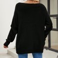 thumbnail image 2 of Vedolay Cropped Sweater Womens 2023 Fashion V Neck Collared Sweaters Casual Loose Lantern Long Sleeve Tops,Black M, 2 of 3