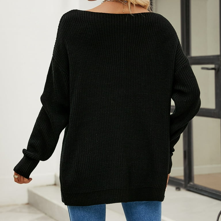 Women s Off Shoulder Sweater Long Sleeve Loose Oversized Pullover Knit Jumper Walmart