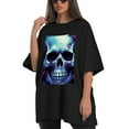 thumbnail image 4 of Plus Size Shirt for Women Oversized Black Tops for Women Short Sleeves Shirt for Women Skull 6 T Shirt Crewneck Shirt for Women M, 4 of 5