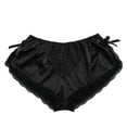 thumbnail image 4 of KDDYLITQ Women's Satin Lace Trim Sleep Shorts - Sexy Satin Lounge Shorts with Bows for Loungewear & Sleepwear Black 2XL, 4 of 9