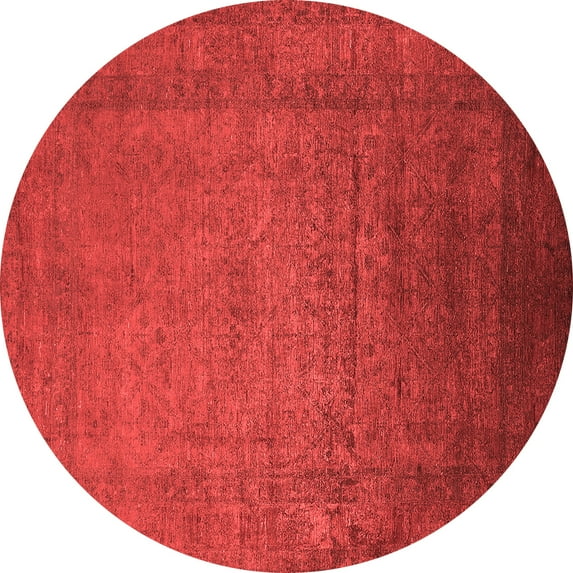 Ahgly Company Indoor Round Oriental Red Industrial Area Rugs, 8' Round