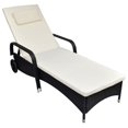 thumbnail image 1 of vidaXL Sun Lounger with Cushion & Wheels Poly Rattan Black, 1 of 4
