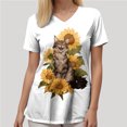 thumbnail image 6 of felwors Scrub Tops for Women Short Sleeve V Neck Working Nurse Uniform Plus Size Sunflower Printed Medical Shirt (White, XXXL), 6 of 6