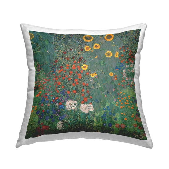 Stupell Industries Abstract Green Layered Flower Blossom Botanicals Design by Gustav Klimt Throw Pillow