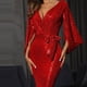 thumbnail image 3 of Gibobby Vestidos largos de fiesta Vestido de noche hasta el suelo para mujer con lentejuelas con abertura(Rojo,CH), 3 of 4