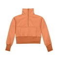 thumbnail image 4 of Dezsed Middle Big Girls Sweatshirt Half Zip Solid Crew Neck Sweatshirt Long Sleeve Pullover Crop Kids Fleece Sweatshirts 13-14 Years Orange, 4 of 9