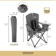 thumbnail image 5 of ARROWHEAD OUTDOOR Folding Camping Quad Chair w/ Cooler, Cup-Holder, Carrying Bag, Shoulder Strap, Gray, 5 of 7