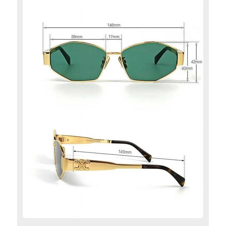 New Celine CL40257U 4S235 Polygonal metal frame green lens sunglasses Walmart