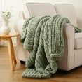 thumbnail image 3 of Battilo Sage Green Chunky Knit Throw Blanket,Thick Chenille Throw Blankets for Living Room,50"x60", 3 of 9
