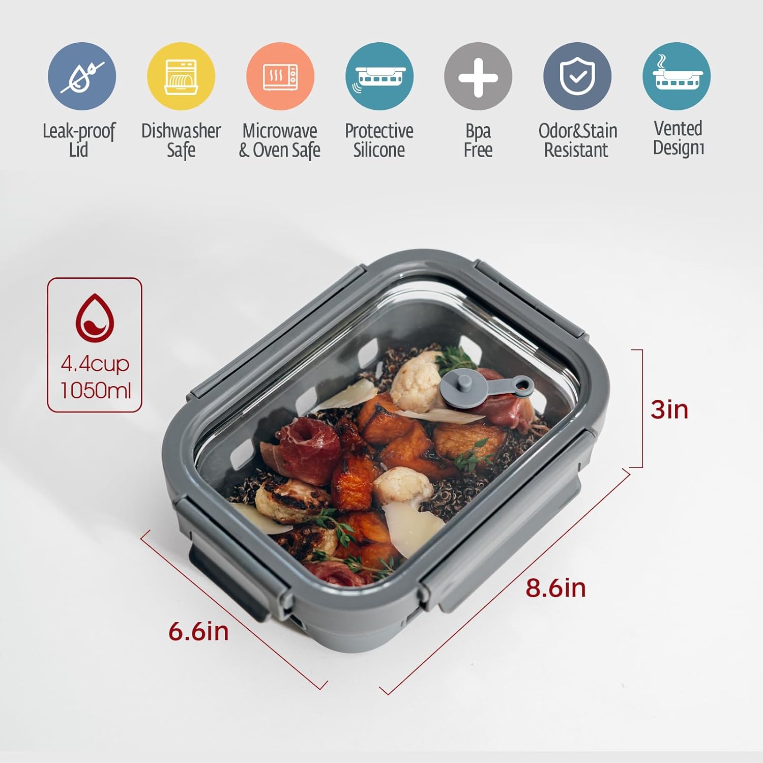 Glass Food Storage Containers with Glass Lids (5Pack,22 Ounce) Bento Box Set Lunch box Eco Friendly Meal Prep Containers Airtight–Leakproof, Microwave/Oven Freezer Dishwasher Safe,REUSABLE