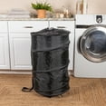 thumbnail image 3 of Household Essentials Rolling Pop Up Hamper, Drawstring Closure with Shoulder Strap and Removable Wheels, Black, 3 of 10