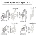 thumbnail image 4 of 8Pcs 4 Style 304 Stainless Steel Pendants Snake Mixed Color 2pcs/style, 4 of 7