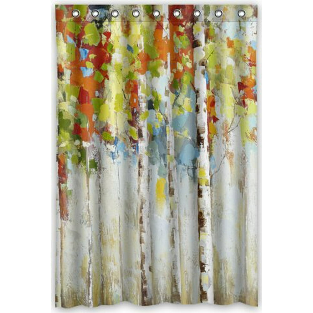 MOHome Birch Tree Shower Curtain Waterproof Polyester Fabric Shower
