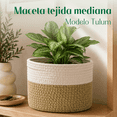 thumbnail image 2 of Planterist Maceta Tejida Mediana Autorregable - Moderna Decorativa - Ideal para salas, recámaras, comedores, oficinas, baños y más - Hecha de cuerda de algodón  (Tulum), 2 of 9
