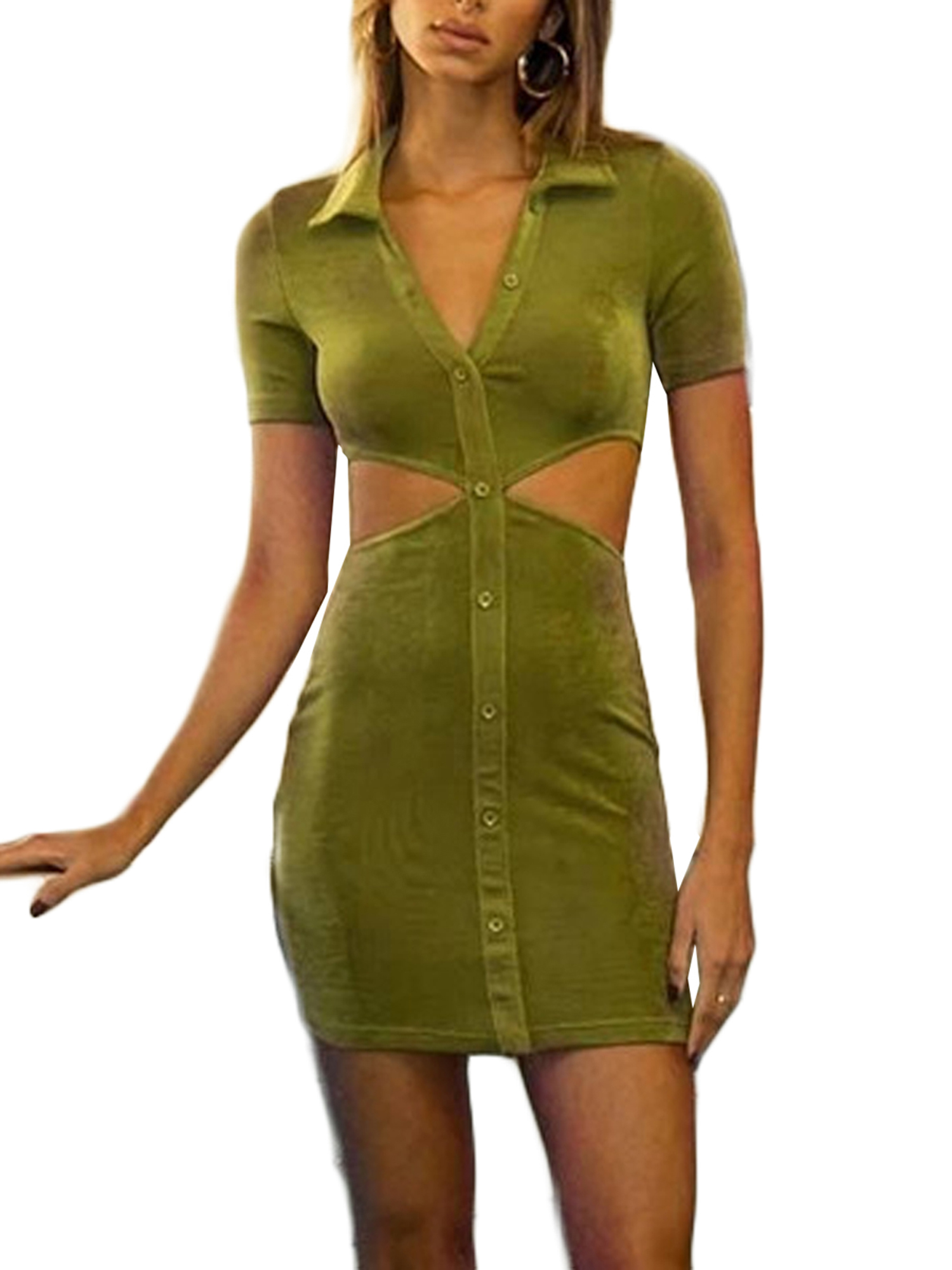 front button mini dress