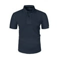 thumbnail image 1 of Blusa y camisa de manga corta con cuello vuelto para hombre, blusa de manga corta de seda helada con solapa y botones para hombre, 1 of 4