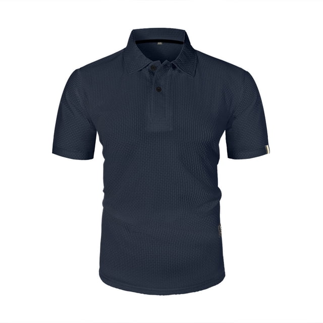 Blusa y camisa de manga corta con cuello vuelto para hombre, blusa de manga corta de seda helada con solapa y botones para hombre