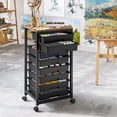 thumbnail image 3 of Carrito de almacenamiento SYKIARIOL de 8 cajones con tapa de madera, negro, 3 of 7