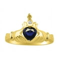 thumbnail image 5 of RYLOS Matching Jewelry Yellow Gold Plated Silver Claddagh Ring & Cross Necklace. Heart Gemstone & Diamonds, 6MM Sapphire September Birthstone; Size 7, 5 of 9
