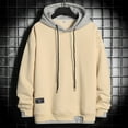 thumbnail image 2 of Mrat Oversized Hooded Sweatshirt Men's Spring Loose Color Collocation Fashion Casual Sports Shirt Hoodie Hoodie Men's Hoodies & Sweatshirts S-30 Beige L, 2 of 5