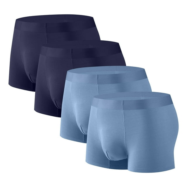 Posijego Mens Boxer Briefs 4 Pack Underwear for Men Solid Color Soft Breathable Seamless Underpants