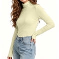thumbnail image 6 of XRoczxe Women's Turtleneck Long Sleeve Shirt, Soft Stretchy Slim Fit Mock Neck Top, Casual Basic Solid Color Tee for Fall Winter Layering & Daily Wear, 6 of 9