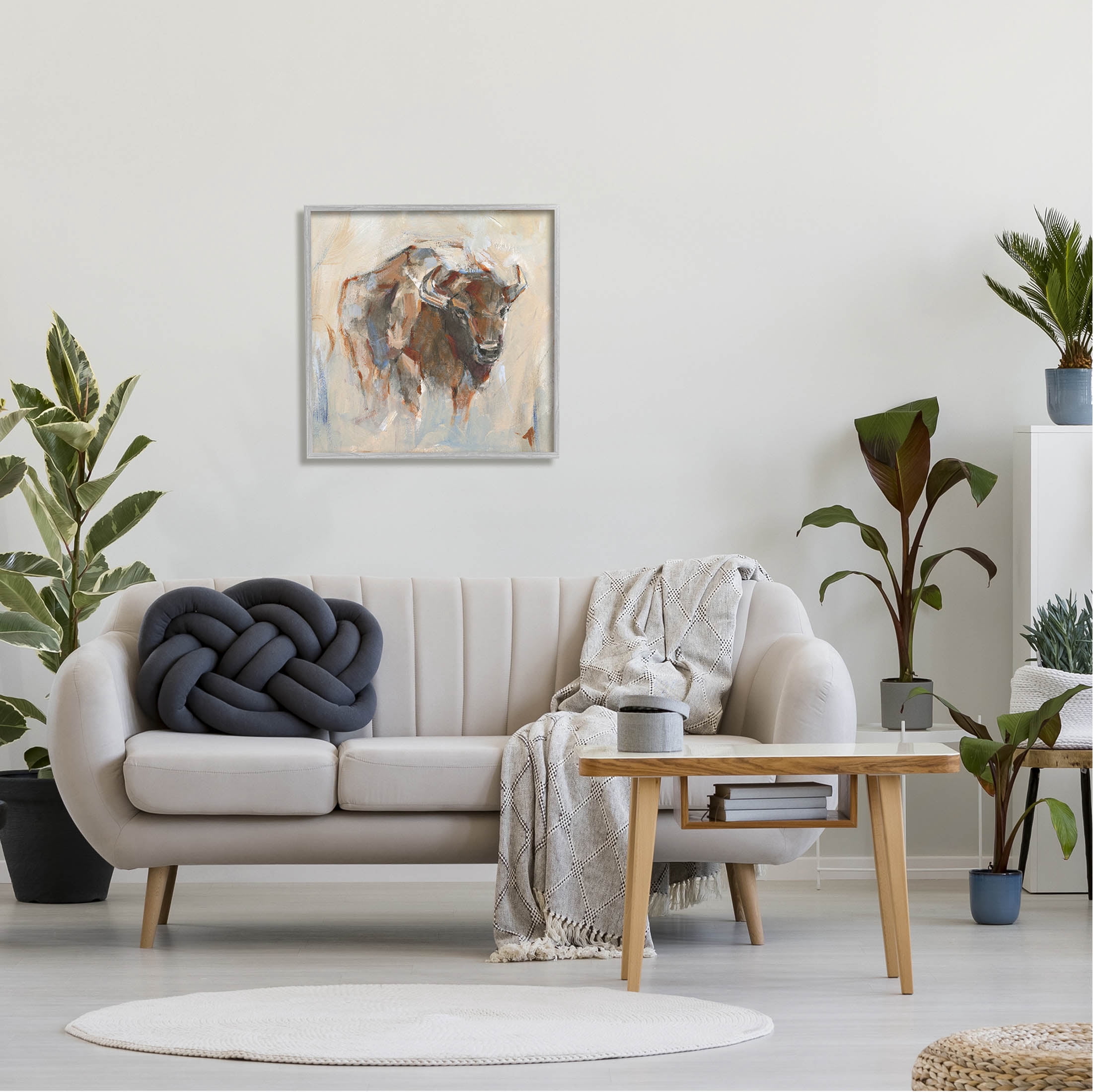 Stupell Industries Country Bison Abstract Brush Strokes Painting Gray Framed Art Print Wall Art, Design by Ethan Harper