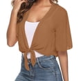 thumbnail image 6 of CIENVNSTG Women's Chiffon Cropped Bolero Sheer Shrugs Lightweight Short Bolero Cardigan Trendy 2026 Summer Tops Light Brown 2XL, 6 of 7