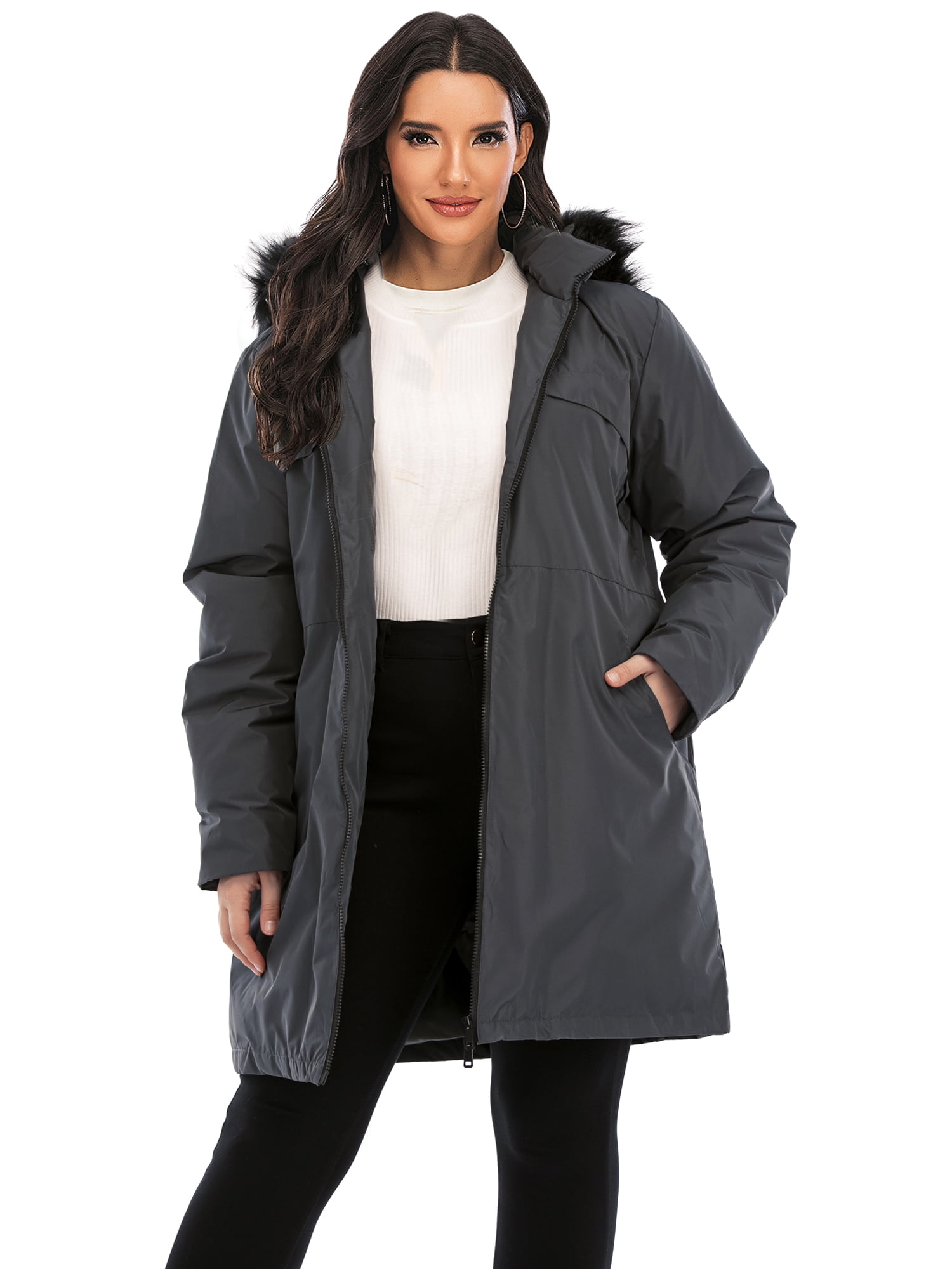 Plus Size Womens Raincoat Hoodie Coat Jacket Ladies Zip Up Hoody Casual Outwear 