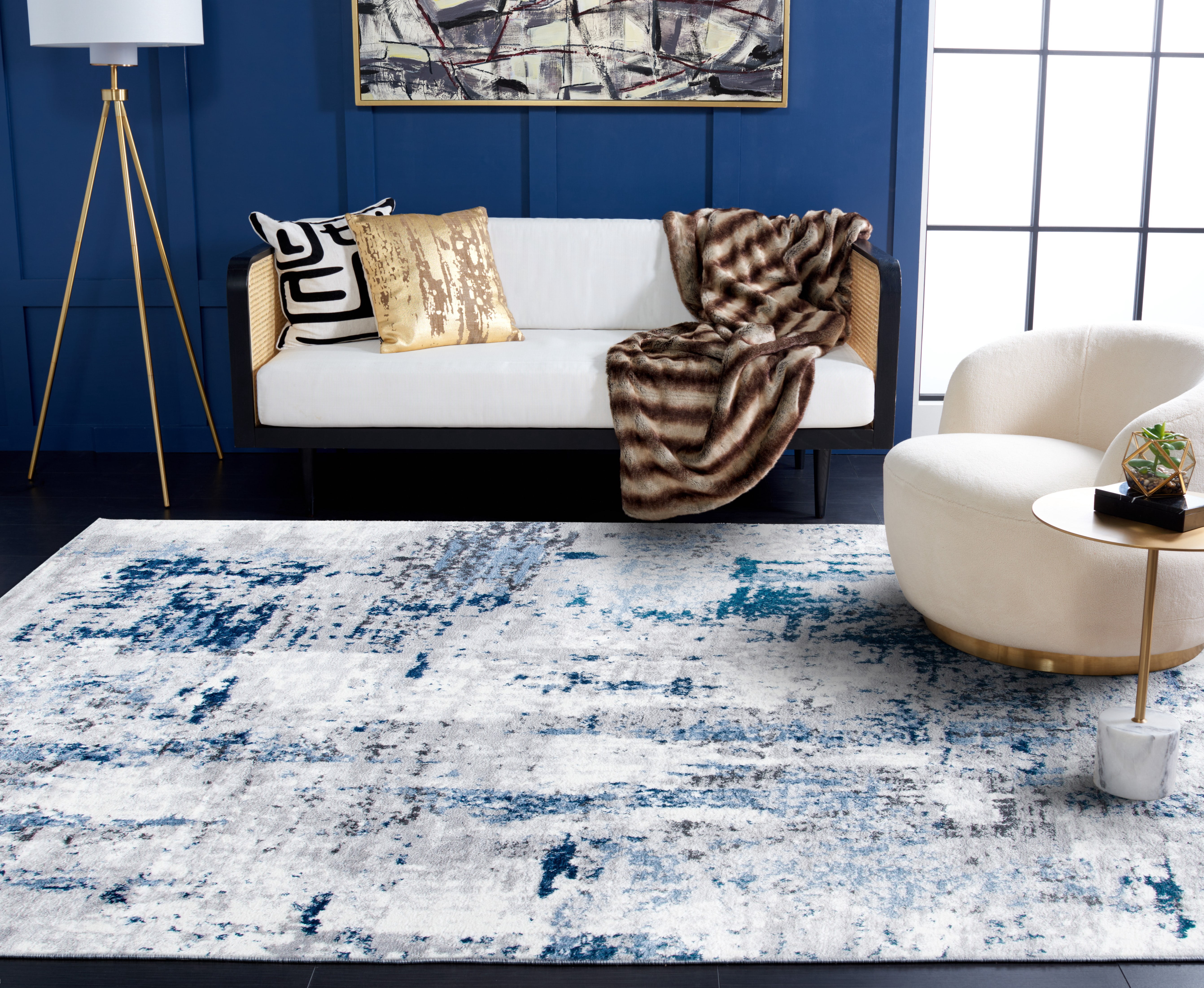 SAFAVIEH Amelia Boyce Abstract Area Rug, Gray/Light Blue, 6' x 9'