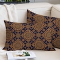 thumbnail image 2 of Dark Brown Throw Pillow Covers, Vintage Abstract Flowers Pattern Soft Breathable Pillow Cases with Invisible Zipper for Sleeping, Small Pillowcases for Couch Bed Sofa Chair 16x24 Inches, 2 of 9